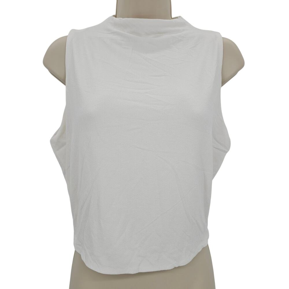 Naked Wardrobe Womans size 1X Sleeveless Mock Neck Cropped Tank Top White NWOT